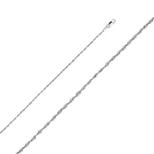 Load image into Gallery viewer, 14K White Gold 1.5mm Lobster Solid Rope Diamond Cut Light Chain With Spring Clasp Closure