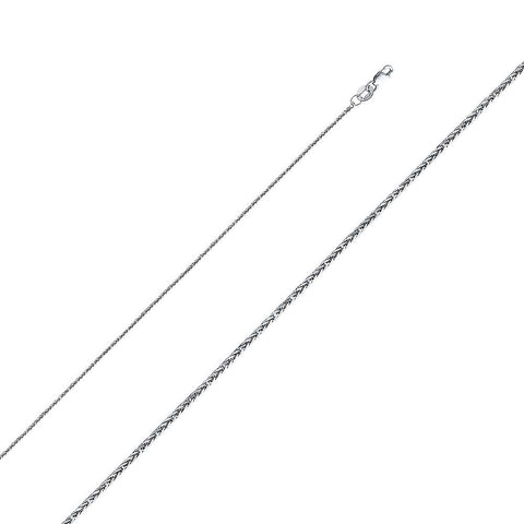 14K White Gold 0.8mm with Square Wheat Chain With Spring Clasp Closure