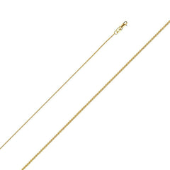 14K Yellow Gold 0.9mm Lobster Round Wheat Mat Finish Chain With Spring Clasp Closure