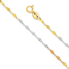 Load image into Gallery viewer, 14K Gold 1.5mm Spring Ring 3 Color Twisted Stamped Mirror Link Chain With Spring Clasp Closure - silverdepot