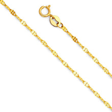 Load image into Gallery viewer, 14K Yellow Gold 1.5mm Spring Ring Twisted Stamp Mirror Link Chain With Spring Clasp Closure