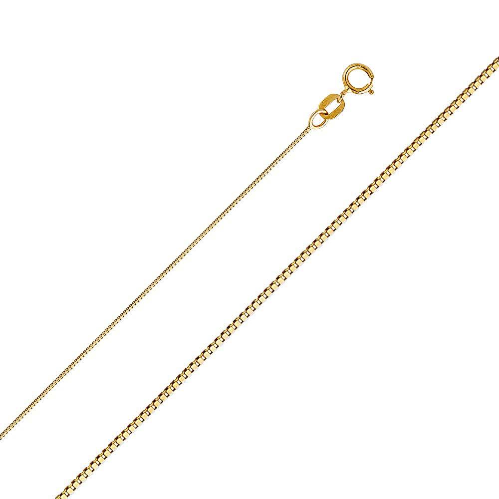 14K Yellow Gold 0.5mm with Box Chain With Spring Clasp Closure