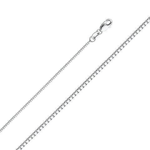 14K White Gold 0.8mm with Box Chain With Spring Clasp Closure