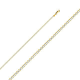 14K Yellow Gold 2mm Lobster Flat Mariner WP Link Chain With Spring Clasp Closure