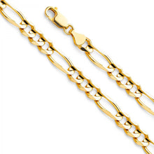 Load image into Gallery viewer, 14K Yellow Gold 6.9mm Lobster Figaro 3+1 Concave Regular Link Chain With Spring Clasp Closure
