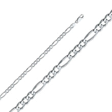 Load image into Gallery viewer, 14K White Gold 4.7mm Lobster Figaro 3+1 Concave Regular Link Chain With Spring Clasp Closure
