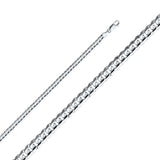 14K White Gold 4.8mm Lobster Figaro 3+1 Cuban Concave Regular Link Chain With Spring Clasp Closure