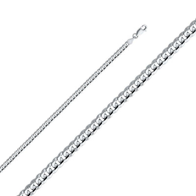 14K White Gold 4mm Lobster Figaro 3+1 Cuban Concave Regular Link Chain With Spring Clasp Closure