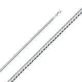 14K White Gold 4mm Lobster Figaro 3+1 Cuban Concave Regular Link Chain With Spring Clasp Closure