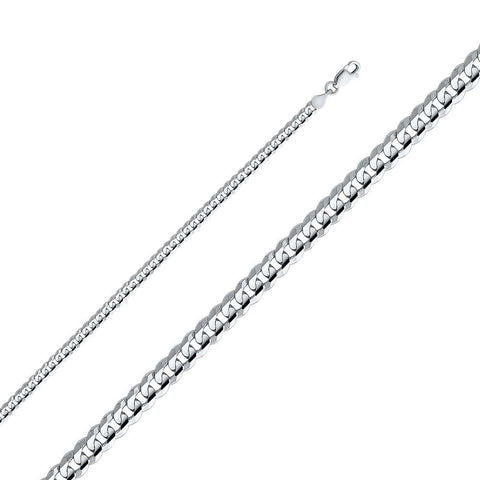 14K White Gold 4mm Lobster Figaro 3+1 Cuban Concave Regular Link Chain With Spring Clasp Closure