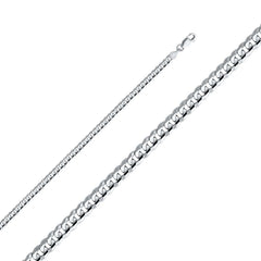 14K White Gold 4mm Lobster Figaro 3+1 Cuban Concave Regular Link Chain With Spring Clasp Closure