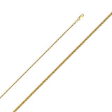 14K Yellow Gold 1.4mm Lobster Round Wheat Mat Finish Chain With Spring Clasp Closure