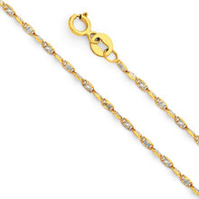 Load image into Gallery viewer, 14K 2T Gold 1.4mm Spring Ring Twist Snail Star Diamond Cut Link Chain With Spring Clasp Closure - silverdepot