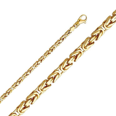 14K Yellow Gold 4.7mm Lobster Handmade Link Chain With Spring Clasp Closure