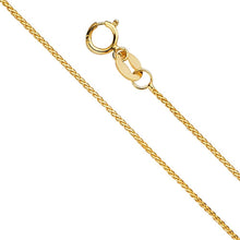 Load image into Gallery viewer, 14K Yellow Gold 0.8mm Spring Ring 8 Side Diamond Cut Round Wheat Shiny Polished Chain With Spring Clasp Closure
