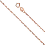 14K Rose Gold 1.2mm Lobster Singapore Assorted Chain With Spring Clasp Closure