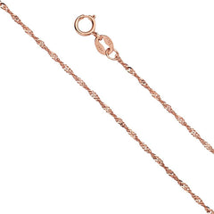 14K Rose Gold 1.2mm Lobster Singapore Assorted Chain With Spring Clasp Closure