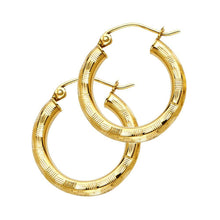 Load image into Gallery viewer, 14K Yellow Gold 3mm Diamond Cut Hoop Earrings