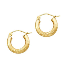 Load image into Gallery viewer, 14K Yellow Gold 3mm Diamond Cut Hoop Earrings