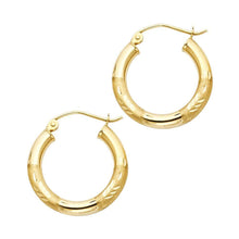 Load image into Gallery viewer, 14K Yellow Gold 3mm Diamond Cut Hoop Earrings