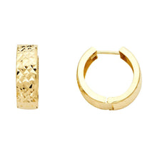 Load image into Gallery viewer, 14k Yellow Gold 5mm Polished Faceted Style Diamond Cut Hinge Notch Post Backing Huggies Earrings