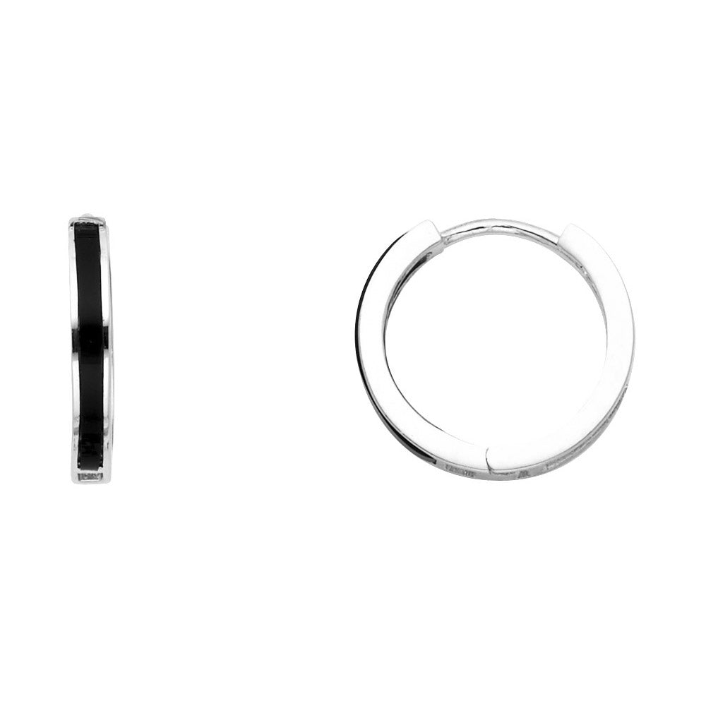 14K White ONYX HUGGIES Earring 1.2grams