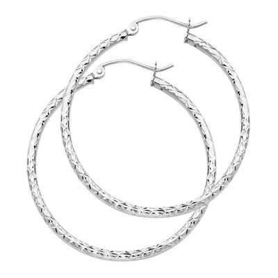 14K White Gold 1.5mm Hoop Earrrings