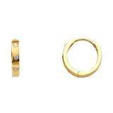 14K Yellow Gold 2mm Clear CZ Huggies Earrings