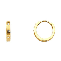 14K Yellow Gold 2mm Clear CZ Huggies Earrings