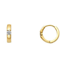Load image into Gallery viewer, 14K Yellow Gold 2mm Clear CZ Huggies Earrings