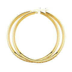 14K Yellow Gold 3mm Clear CZ Channel Hoop Earrings
