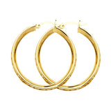 14K Yellow Gold 3mm Clear CZ Channel Hoop Earrings