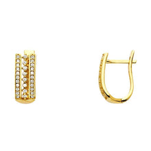 Load image into Gallery viewer, 14K Yellow Gold 6mm Clear CZ U Shape Huggies Earrings