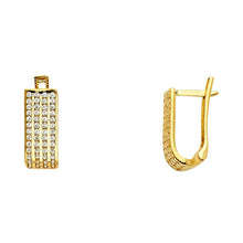 Load image into Gallery viewer, 14K Yellow Gold 6mm Clear CZ U Shape Huggies Earrings