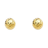 14K Yellow Gold 7mm Full DC Ball Post Earrings