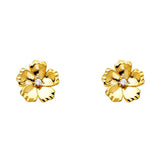 14K Yellow Gold 9mm CZ Flower Post Earrings