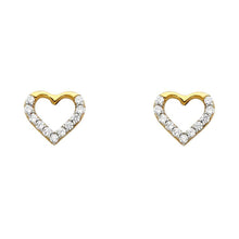 Load image into Gallery viewer, 14K Yellow Gold 8mm CZ Heart Post Earrings