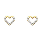 14K Yellow Gold 8mm CZ Heart Post Earrings