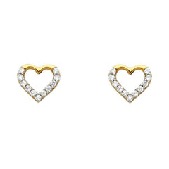 14K Yellow Gold 8mm CZ Heart Post Earrings