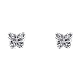 14K White Gold 6mm CZ Butterfly Post Earrings