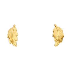 14K Yellow Gold 6mm Leaf Post Earrings
