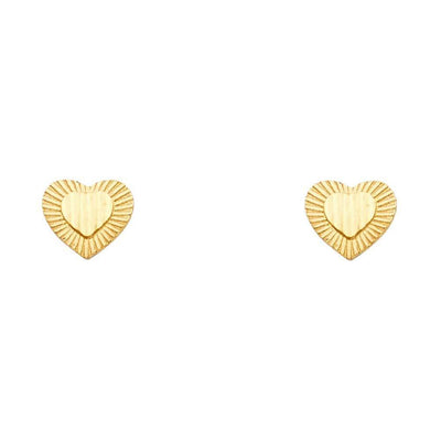 14K Yellow Gold 8mm Heart Post Earrings