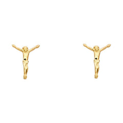14K Yellow Gold 10mm Jesus Post Earrings