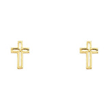 14K Yellow Gold 6mm Cross Post Earrings