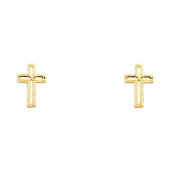 14K Yellow Gold 6mm Cross Post Earrings