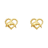 14K Yellow Gold 10mm Dolphin Post Earrings