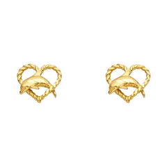 14K Yellow Gold 10mm Dolphin Post Earrings