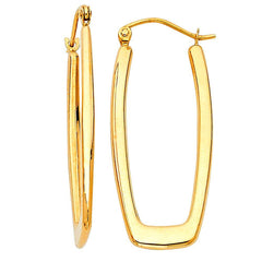 14K Yellow Gold 2.5mm Flat Rectangular Earrings
