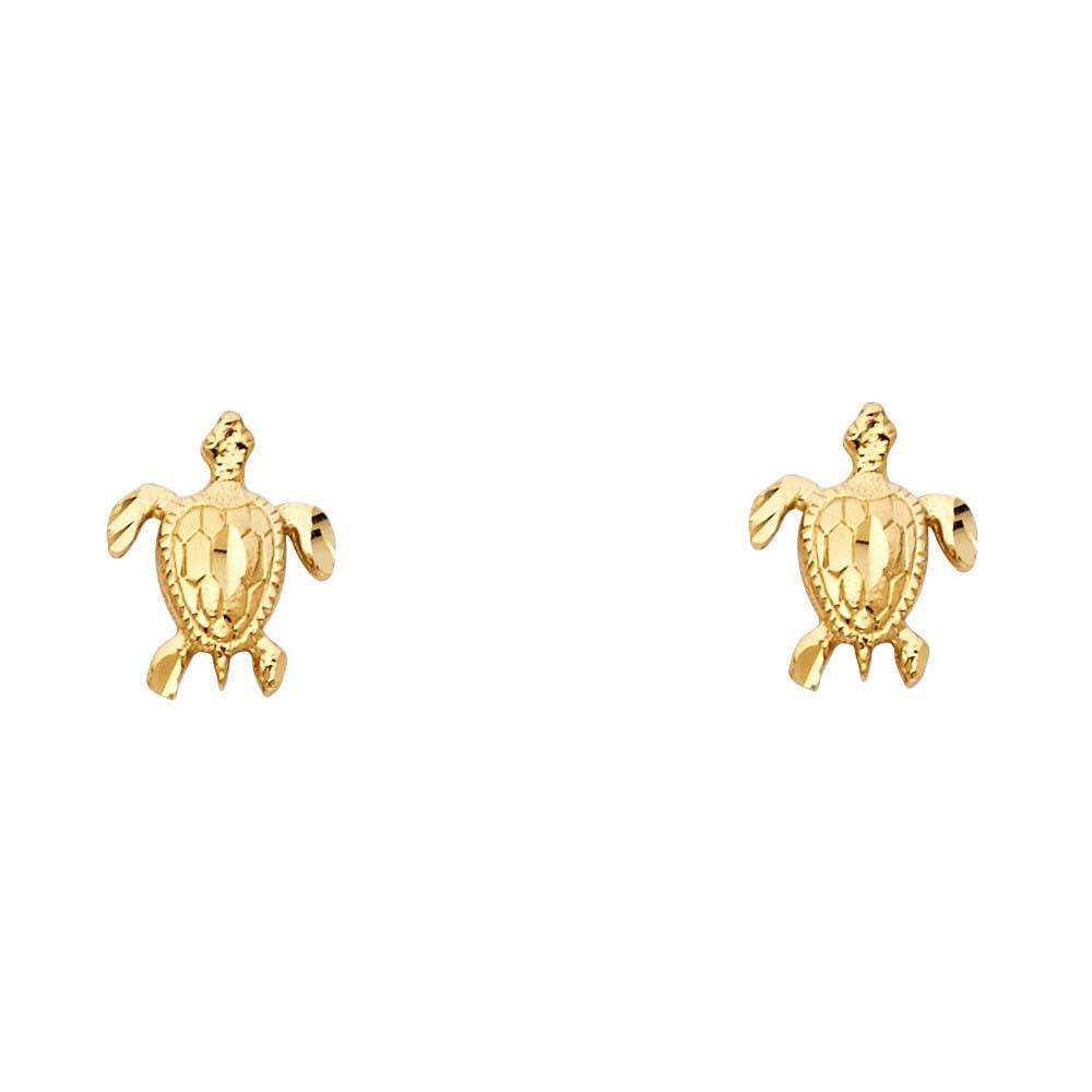 14K Yellow Gold 8mm Turtle Post Earrings