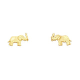 14K Yellow Gold 7mm Elephant Post Earrings